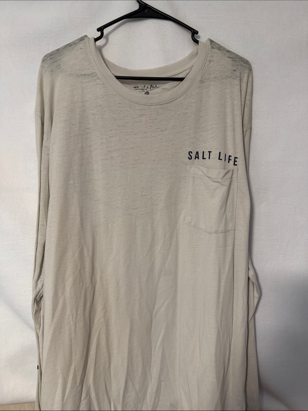 Salt Life Men's Long Sleeve Pocket Tee - Light Cream